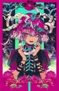 Colorful anime girl with pink hair and snakes on her head