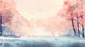 Colorful Anime-inspired Winter Landscape Abstract Wallpaper