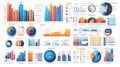 Colorful annual report infographics set with various charts and graphs for business analysis and data visualization Royalty Free Stock Photo