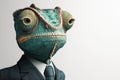 Colorful Anthropomorphic chameleon businessman. Generate Ai Royalty Free Stock Photo