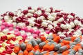 Colorful of antibiotic capsules pills, drug resistance Royalty Free Stock Photo