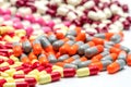 Colorful of antibiotic capsules pills, drug resistance Royalty Free Stock Photo