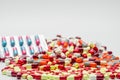 Colorful of antibiotic capsules pills, drug resistance Royalty Free Stock Photo