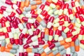 Colorful of antibiotic capsules pills, drug resistance Royalty Free Stock Photo