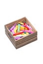 Colorful Antique Candy In wooden Crate.