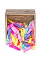 Colorful Antique Candy In wooden Crate.