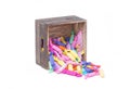 Colorful Antique Candy In wooden Crate.