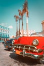 Colorful antique cars in Old Havana Royalty Free Stock Photo