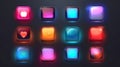 Colorful app icons set and glossy buttons, Generative AI illustrations Royalty Free Stock Photo