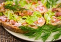 Colorful appetizers with bacon lettuce and tomato