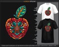 Colorful apple fruit mandala arts isolated on black and white t shirt