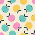 Colorful apples fruit hand drawn vector illustration. Cute summer seamless pattern for kids Royalty Free Stock Photo