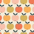 Colorful apples hand drawn vector illustration. Summer fruit seamless pattern for kids. Royalty Free Stock Photo