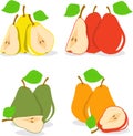 Colorful apples slices, collection of illustrations