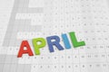 Colorful April month on calendar paper