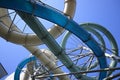 Colorful aqua park pipes viewed low angle