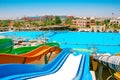 Colorful aqua park sliders Royalty Free Stock Photo