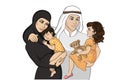 Colorful arabian happy family sketch 1