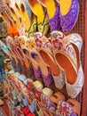 Arabian Shoes at Dubai Textile Souk Royalty Free Stock Photo