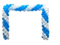 Colorful arch of white and blue balloons isolated over background Royalty Free Stock Photo