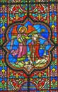 Colorful Archangel Michael Stained Glass Cathedral Church Bayeux Normandy France Royalty Free Stock Photo