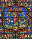 Colorful Archangel Michael Stained Glass Cathedral Church Bayeux Normandy France Royalty Free Stock Photo