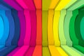 Colorful arches and lines abstract background 3D