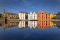 Colorful architecture of Alesund reflected in the water, Norway Royalty Free Stock Photo