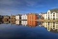 Colorful architecture of Alesund reflected in the water, Norway Royalty Free Stock Photo