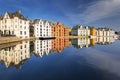 Colorful architecture of Alesund reflected in the water, Norway Royalty Free Stock Photo