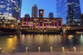 Colorful architecture of Chicago at night Royalty Free Stock Photo