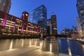 Colorful architecture of Chicago at night Royalty Free Stock Photo