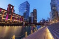 Colorful architecture of Chicago at night Royalty Free Stock Photo