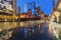 Colorful architecture of Chicago at night Royalty Free Stock Photo