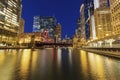 Colorful architecture of Chicago at night Royalty Free Stock Photo