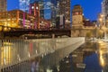 Colorful architecture of Chicago at night Royalty Free Stock Photo