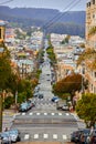 Colorful architecture downtown San Francisco on steep roads