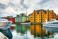 Colorful architecture on the fjord in Alesund, Norway Royalty Free Stock Photo