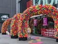 Colorful archway path made of recycled pool noodles