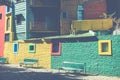 Colorful area in La Boca neighborhoods in Buenos Aires. Street i