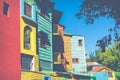 Colorful area in La Boca neighborhoods in Buenos Aires. Street i