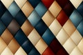 colorful argyle pattern background with different shades of blue red and brown