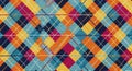 Colorful argyle pattern with intersecting lines and textured background Royalty Free Stock Photo