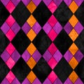 Colorful argyle seamless plaid pattern. Watercolor hand drawn texture background