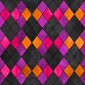 Colorful argyle seamless plaid pattern. Watercolor hand drawn texture background