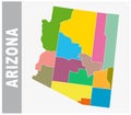 Colorful Arizona administrative and political map