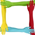 Colorful Arms Connected As a Square