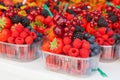 Colorful arrangement of fresh fruit berries ready to eat on a ma