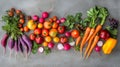 A Colorful Arrangement of Fresh Vegetables and Grapes Royalty Free Stock Photo