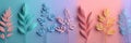 Colorful Arrangement of Textured Leaves on a Gradient Background, Showcasing Pastel Hues and Intricate Details in Royalty Free Stock Photo